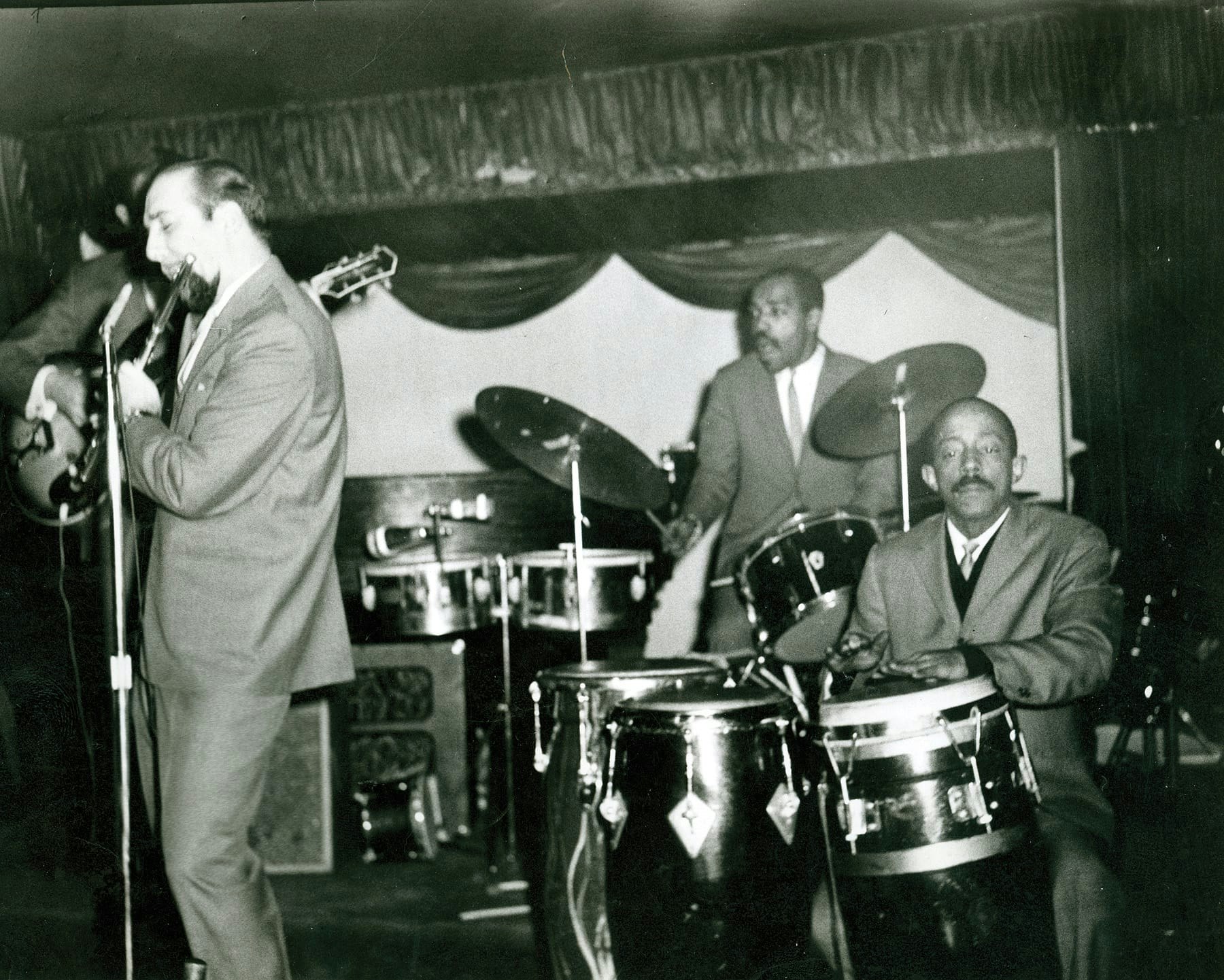With Afro-Latin heavyweights Willie Bobo on timbales and Carlos "Patato" Valdes on congas. Photo courtesy of Janeal Arison.